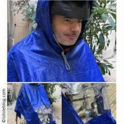 Hooodie Poncho De Pluie Bleu Avec Fenêtre -Béquilles vélo Ventes poncho de pluie bleu avec fenetre full 6