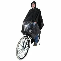 Hooodie Poncho Pluie Noir Avec Fenêtre Pour éclairage Vélo