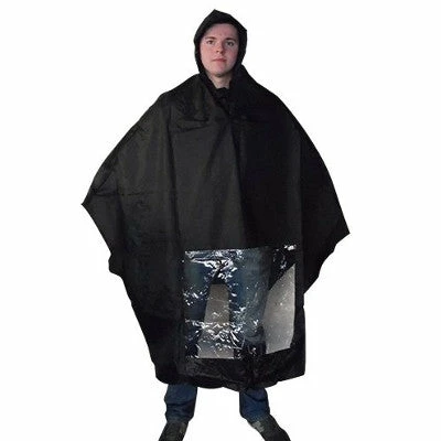 Hooodie Poncho Pluie Noir Avec Fenêtre Pour éclairage Vélo 4 Hooodie Poncho Pluie Noir Avec Fenêtre Pour éclairage Vélo – Image 2