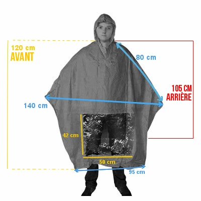 Hooodie Poncho Pluie Noir Avec Fenêtre Pour éclairage Vélo 5 Hooodie Poncho Pluie Noir Avec Fenêtre Pour éclairage Vélo – Image 3